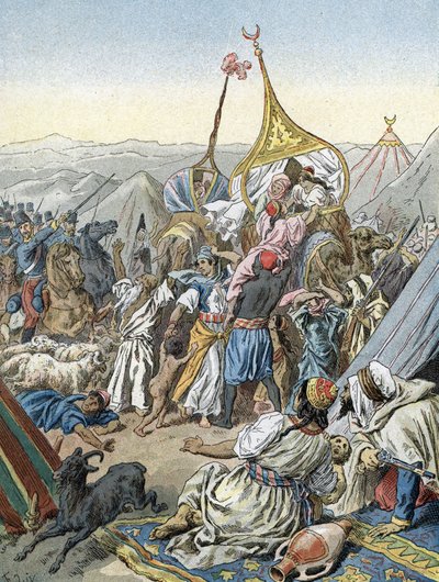 Verovering van Algerije door Frankrijk: Inname van de Smalah van Abd-el-Kader bij Taguin door de hertog van Aumale (1843) door Unbekannter Künstler