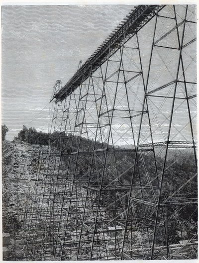 Constructie van het Kinzua-viaduct door Unbekannt