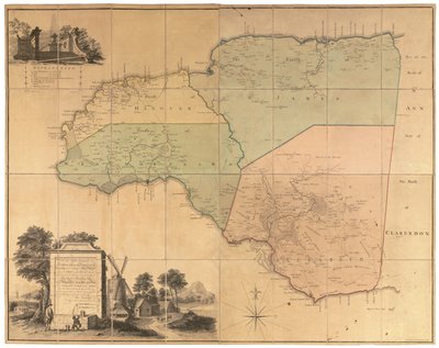Cornwell van de Bladkaart van de 3 Provincies van Jamaica door Unbekannter Künstler