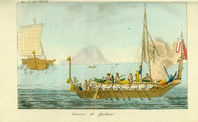 Corocoro-boot met zeilen en roeispanen van het eiland Guebe, Molukken, Indonesië door Unbekannt