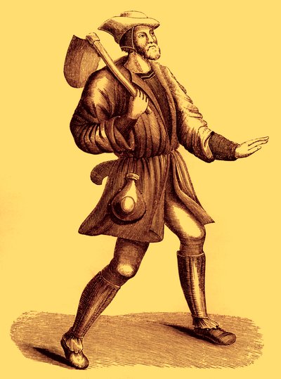 Kostuum van een lijfeigene of boer door Unbekannter Künstler