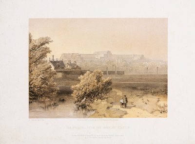 Crystal Palace, na de Grote Tentoonstelling Het Crystal Palace vanaf het station van Anerley, circa 1855 door Unbekannt