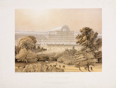 Crystal Palace, Post-Grote Tentoonstelling Het Crystal Palace vanuit de Rozentuin, ca. 1855 door Unbekannter Künstler