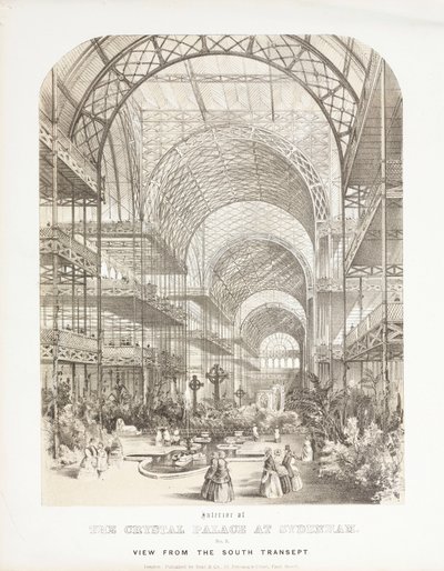 Crystal Palace, na de Grote Tentoonstelling Uitzicht vanaf het zuidelijke transept, Crystal Palace, Sydenham door Unbekannt