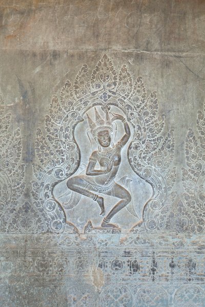 Dansende Apsara-reliëf op de buitenste westelijke muur, Angkor Wat, Cambodja door Unbekannter Künstler