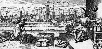 Danzig / Gdansk - uitzicht op de stad, ca. 1700 door Unbekannter Künstler
