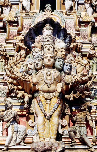 Decoratief detail van Hindoe tempel, Colombo, Sri Lanka door Benjamin Baud