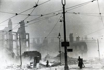 Derby Square in Liverpool na een Duitse bombardement door Unbekannt
