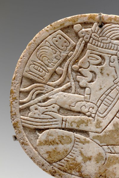 Detail (Maya-schrijver met pen in de hand, ca. 550-950) door Unbekannt
