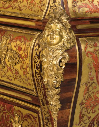 Detail van een Regence Boulle marqueterie commode en tombeau, 18e - 19e eeuw door Unbekannt