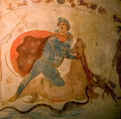 Detail van een fresco in het Mithraeum door Unbekannter Künstler