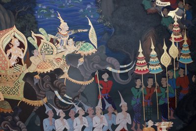 Detail van een muurschildering in de Uposatha (heiligdom) van de Buddhapadipa tempel, Wimbledon, Groot-Brittannië door Unbekannt