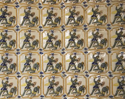 Detail van een betegelde muur door Unbekannt