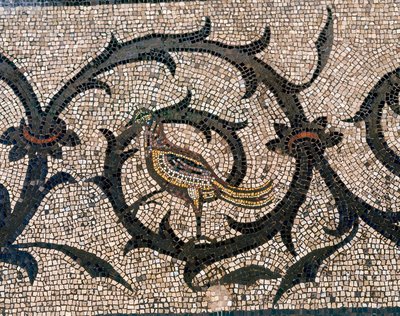 Detail van de vloer van de vroegchristelijke basiliek van Aquileia, Udine door Unbekannt