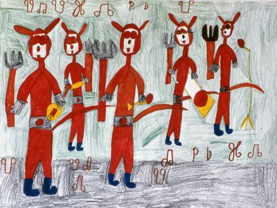 Tekening door kinderen op Carnaval, Cayenne, Frans-Guyana (foto) door Unbekannt