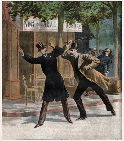 Dreyfus-affaire. Gevecht tussen commandant Eszterhazy en mevrouw Picquart door Leopold Blonder