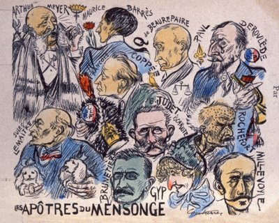 Dreyfus-affaire: De apostelen van leugens, hoofden van anti-Dreyfusards door Unbekannter Künstler
