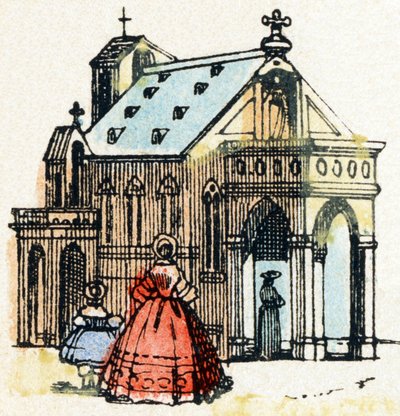 E - Kerk - Alfabet - Kindervermaak - Beeld van Epinal, populaire serie ca. 1890 (illustratie) door Unbekannt