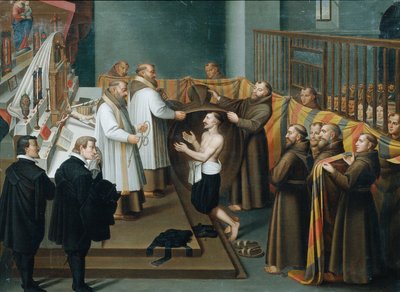 Een lid van het huis Este treedt in een orde door Unbekannter Künstler
