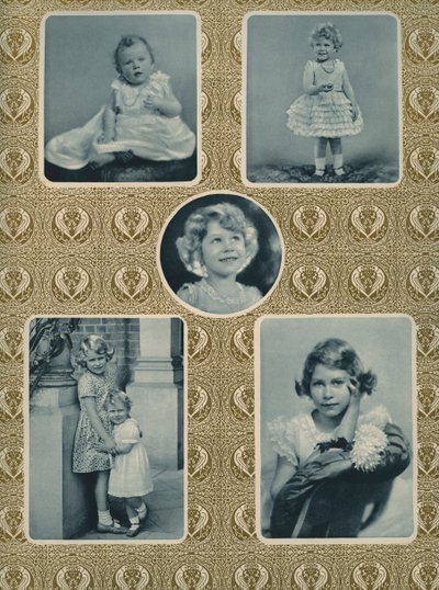 Elizabeth II en prinses Margaret als kinderen door Unbekannter Künstler