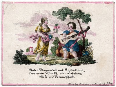 Ephemera bloemengeur en snaargeluid, Wenen, c.1820 door Unbekannter Künstler