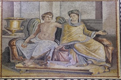 Eros en Psyche, mozaïek uit Zeugma, Zeugma Mozaïekmuseum, Gaziantep, Zuidoost-Anatolië, Anatolië, Turkije, Azië door Unbekannter Künstler