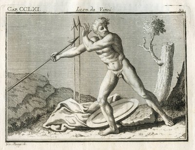 Etudes sulla figura umana impegnata a lanciare un oggetto lontano da se con grande impeto. 