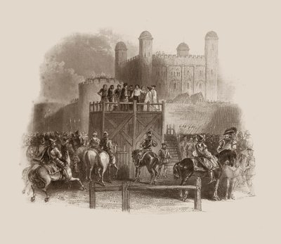 Executie van John Dudley in 1553 (gravure) door Unbekannter Künstler