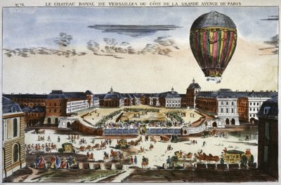 Experiment met een heteluchtballon in Versailles door Unbekannter Künstler