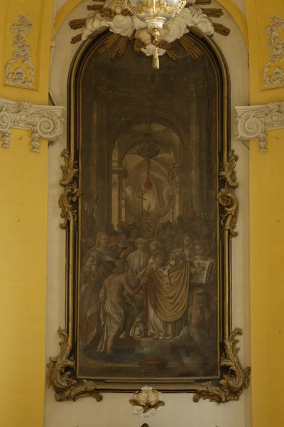 Frankrijk. Grote Oost. MURTHE-EN-MOSELLE. Luneville. Kerk van Sint-Jacobus. Schilderij door Jean Girardet in het koor. Barokkunst. Architectuur. Fotografie door Unbekannt