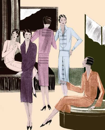 Modejurken in de lente van 1928 door Unbekannter Künstler