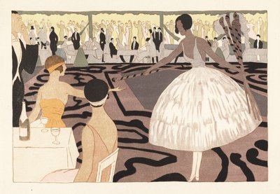 Modieuze danspartij in de tuin van Paul Poiret door Unbekannter Künstler