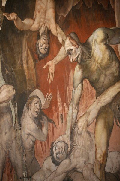 Firenze duomo. Fresco dat de hel afbeeldt Florence Italië door Unbekannt