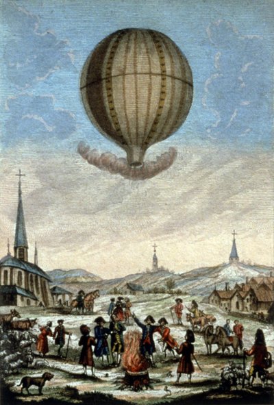 Eerste Montgolfier ballonvaart in Annonay door Unbekannter Künstler