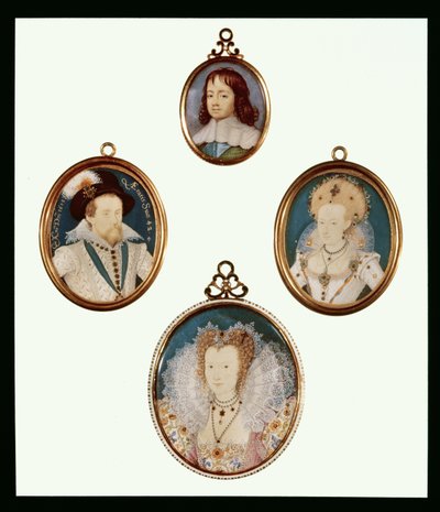 Vier miniaturen: Karel II als jongen door D. Desgranges door Unbekannt