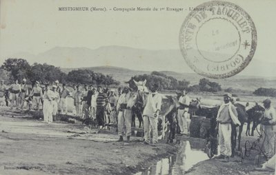 Franse legionair koloniale soldaten op patrouille nabij het Atlasgebergte, Marokko. ansichtkaart 1909 door Unbekannter Künstler