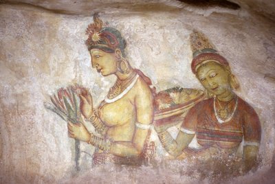 Fresco/Dames van Sigiriya/Sri Lanka door Unbekannt