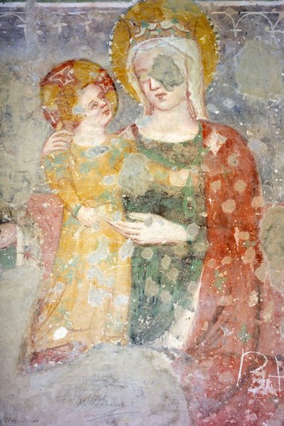 Fresco (XV), Vasca Limaria (XI Romeins gebouw), Kapitularium Museum, Atri, Abruzzen, Italië door Unbekannt