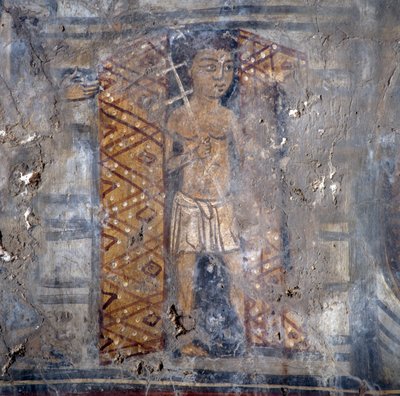 Fresco in Agios Georgios Kerk, Plemeniana, Kreta, Griekenland door Theodore Charles Ange Coquelin