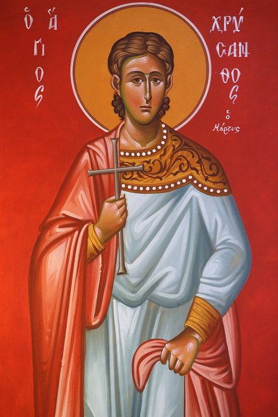 Fresco in Heilig Kruis kerk, Heilige Chrysanthos door Unbekannt