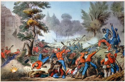 Garibaldini bij Sessa gevecht 1860 door Unbekannter Künstler