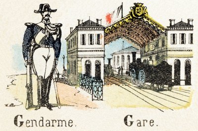 G - Gendarme Gare - Alfabet - kinderentertainment - Image epinal, populaire serie c.1890 door Unbekannt