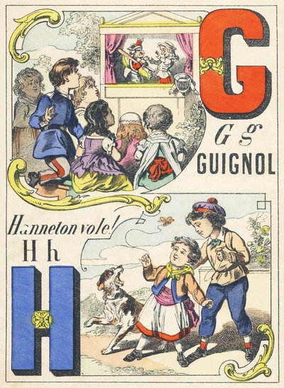 G H: Guignol, Hanneton vlieg! - Spelletjes Alfabet, c.1890 door Unbekannt
