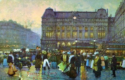 Gare St Lazare, Parijs, ca. 1900 door Unbekannter Künstler
