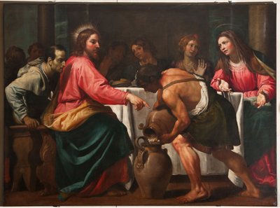 Genua, Duomo (St. Laurentiuskathedraal), binnen, Doopkapel (voorheen Kerk van St. Jan de Oude): "Bruiloft te Kana", door Domenico Fiasella door Unbekannter Künstler