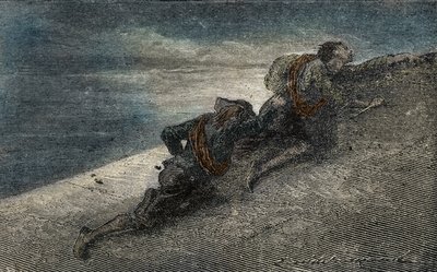 Giacomo Casanova en Marin Balbi ontsnappen uit de gevangenis des Plombs in Venetië door een tunnel te graven in de cel door Unbekannter Künstler