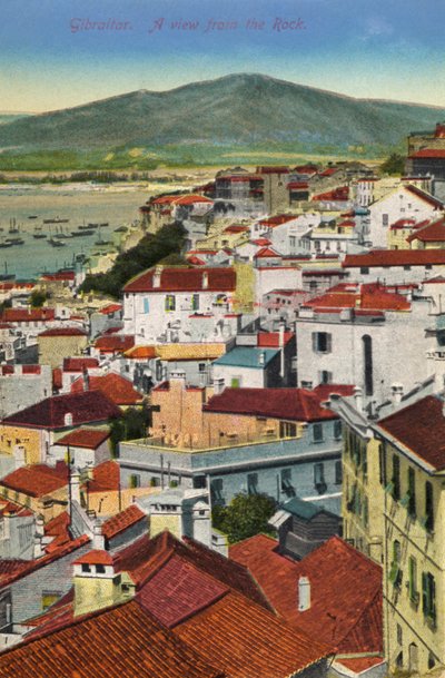Gibraltar - uitzicht vanaf de Rots op de stad en baai eind 19e - begin 20e eeuw door Unbekannter Künstler