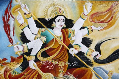 Godin Durga verslaat het kwaad, Kathmandu, Nepal door Unbekannt