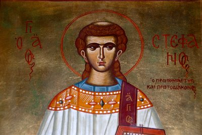 Icoon van Sint Stefanos in de Kerk van Agios Stefanos, Lesbos, Egeïsche Zee, Griekenland door Unbekannt