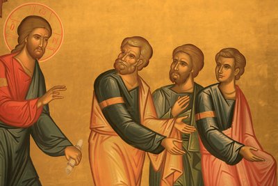 Grieks-orthodoxe kerk fresco: Christus na zijn transfiguratie door Unbekannt
